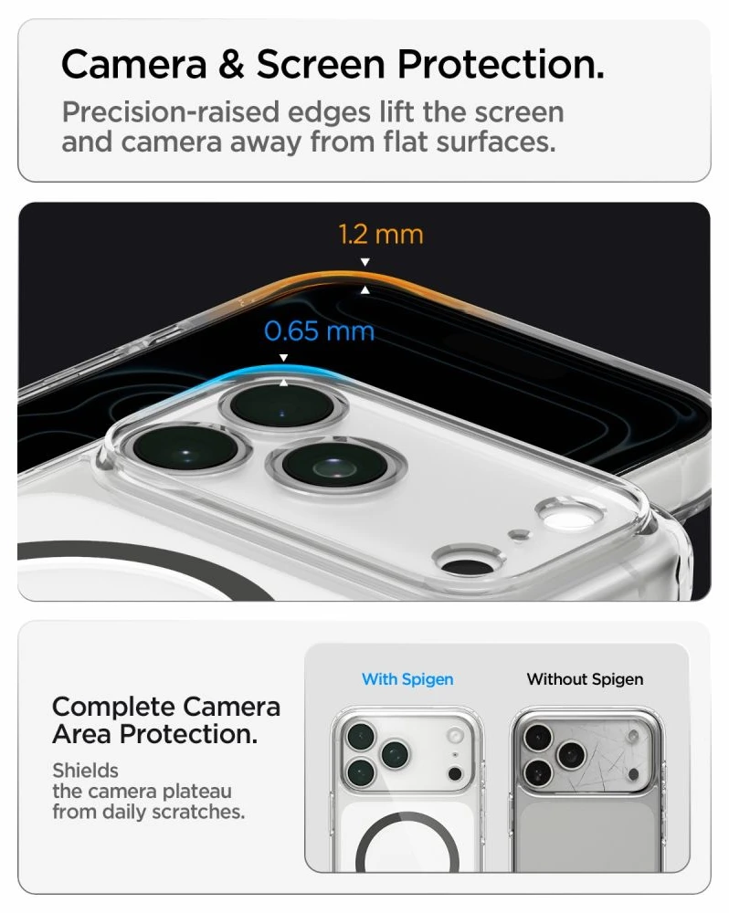 Dėklas Spigen Ultra Hybrid MagSafe iPhone 17 Pro Max / 18 Pro Max SKAIDRUS/GRAFITO