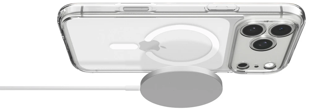 Dėklas Spigen Ultra Hybrid MagSafe, skaidrus baltas – iPhone 18 Pro/17 Pro