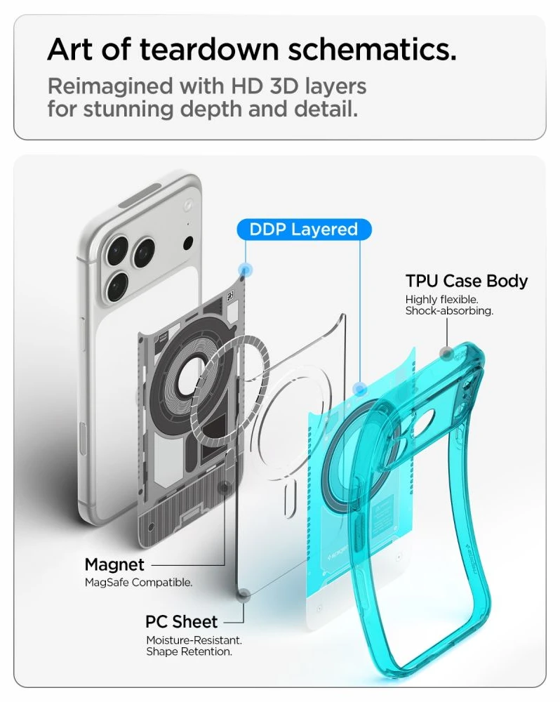 Dėklas Spigen Ultra Hybrid MagSafe iPhone 17 Pro Max / 18 Pro Max C-ONE BONDI mėlynas