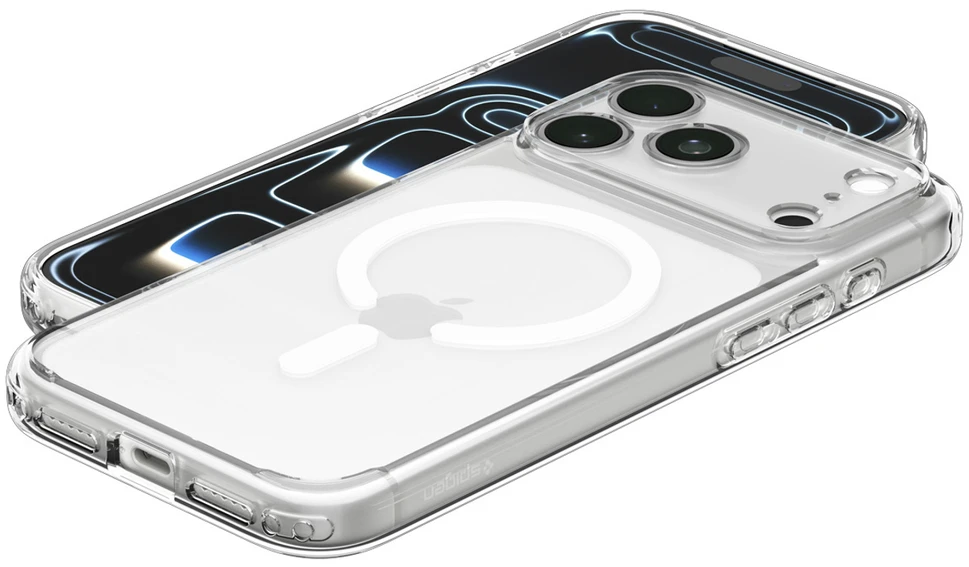 Dėklas Spigen Ultra Hybrid MagSafe, skaidrus baltas – iPhone 18 Pro/17 Pro