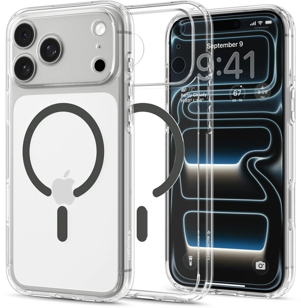 Dėklas Spigen Ultra Hybrid MagSafe iPhone 17 Pro Max / 18 Pro Max SKAIDRUS/GRAFITO