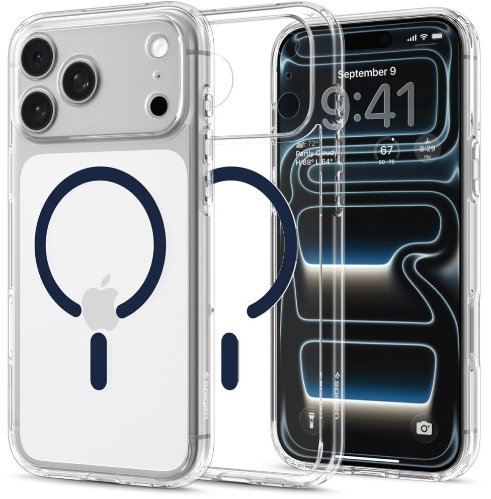 Spigen Ultra Hybrid MagSafe dėklas iPhone 18 Pro / 17 Pro - skaidrus tamsiai mėlynas