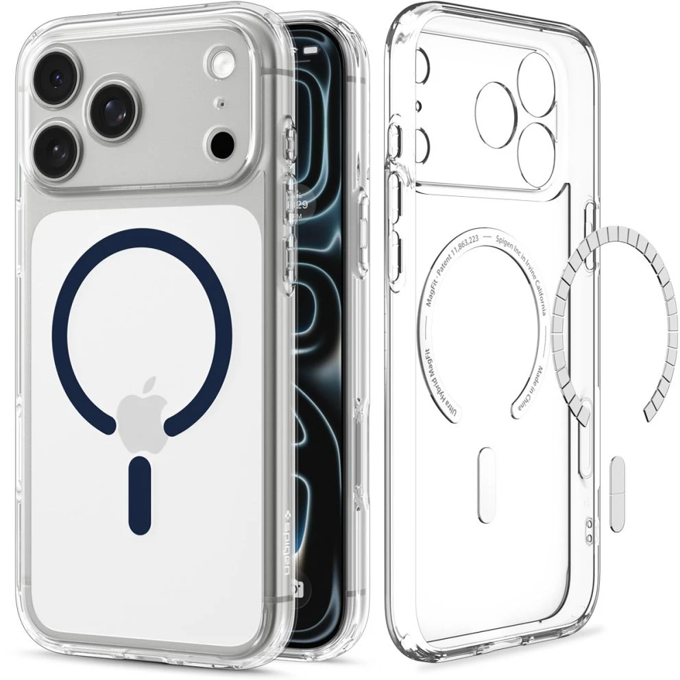 Spigen Ultra Hybrid MagSafe dėklas iPhone 18 Pro / 17 Pro - skaidrus tamsiai mėlynas