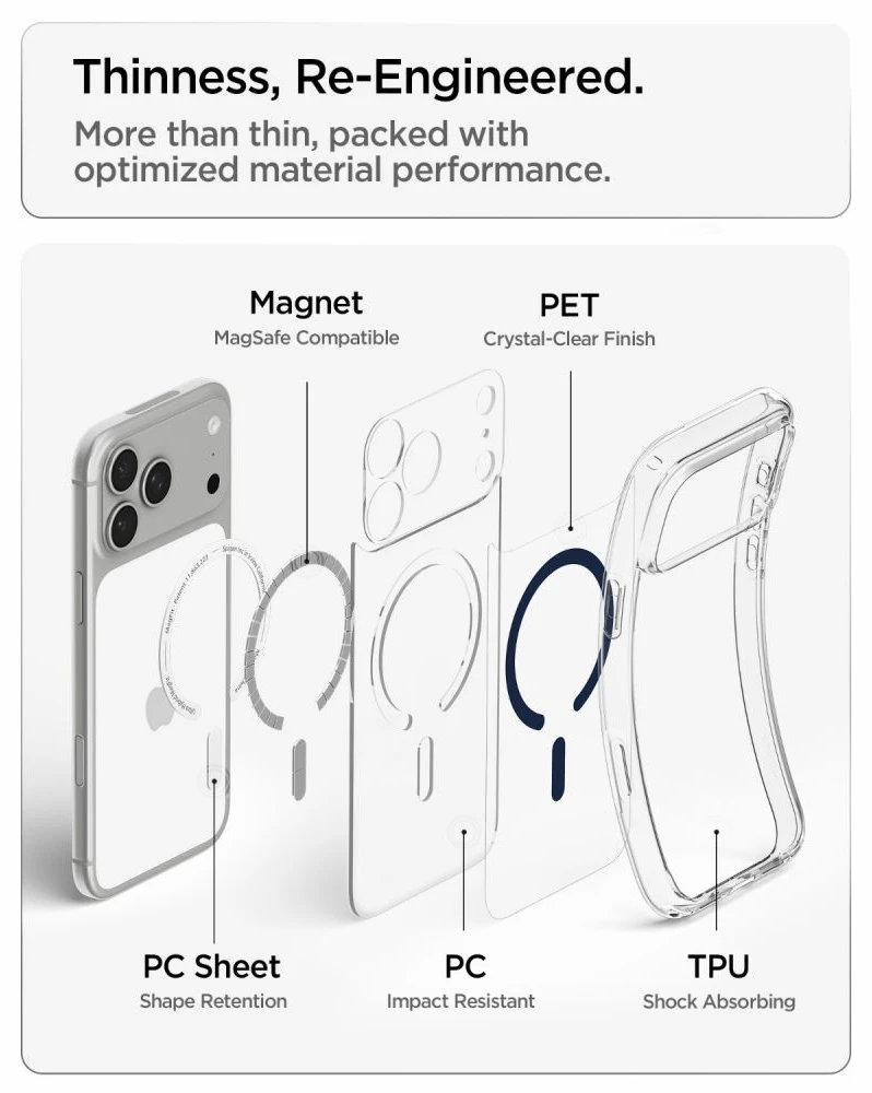 Spigen Ultra Hybrid MagSafe dėklas iPhone 18 Pro / 17 Pro - skaidrus tamsiai mėlynas