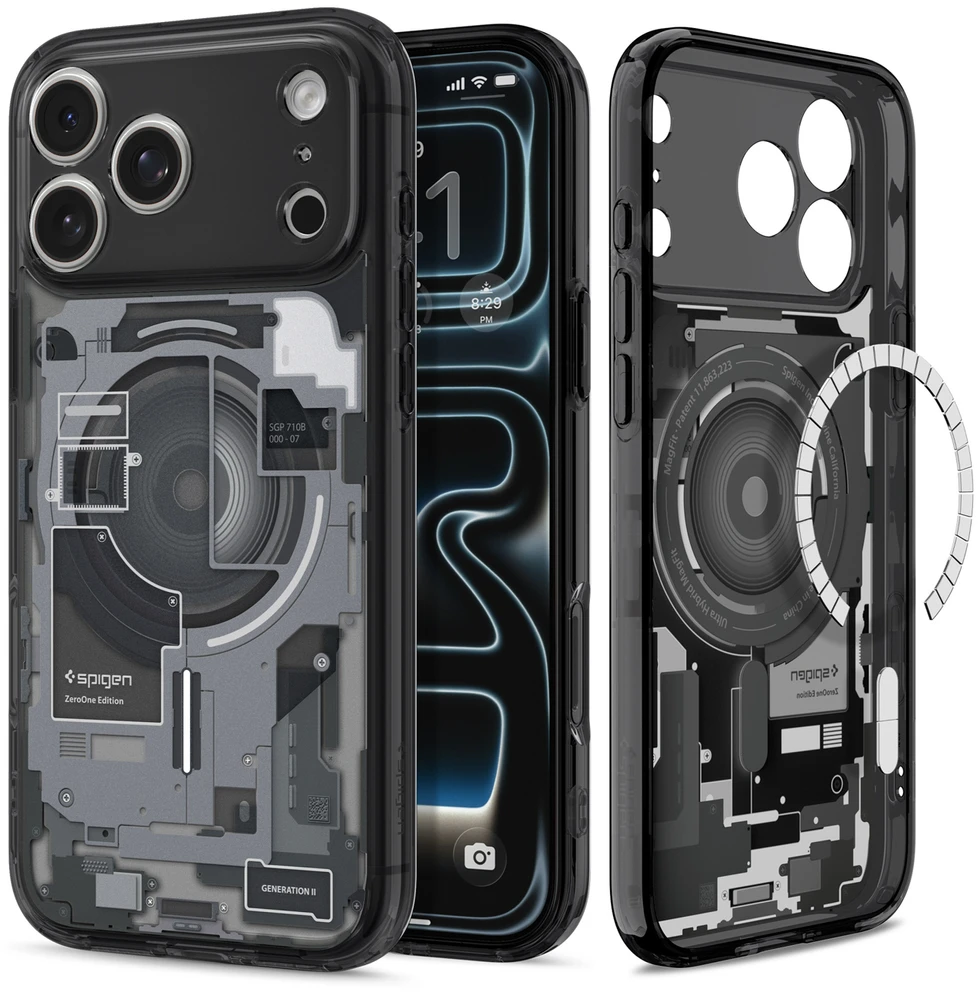 Dėklas Spigen Ultra Hybrid MagSafe iPhone 17 Pro / 18 Pro ZERO ONE juodos spalvos