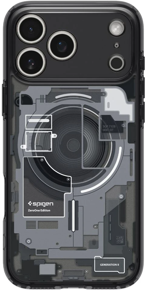 Dėklas Spigen Ultra Hybrid MagSafe iPhone 17 Pro / 18 Pro ZERO ONE juodos spalvos