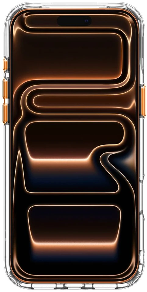 Dėklas Spigen Ultra Hybrid OPTIK S MagSafe iPhone 17 Pro / 18 Pro SKAIDRUS/ORANŽINIS