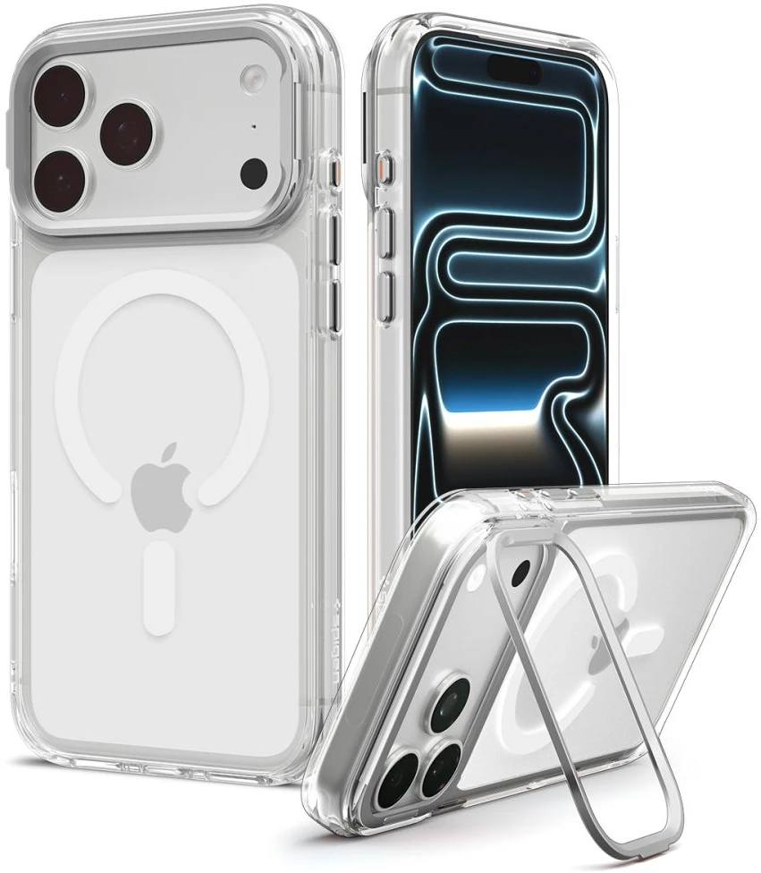 Dėklas Spigen Ultra Hybrid OPTIK S MagSafe iPhone 17 Pro Max / 18 Pro Max SKAIDRUS/SIDABRINIS