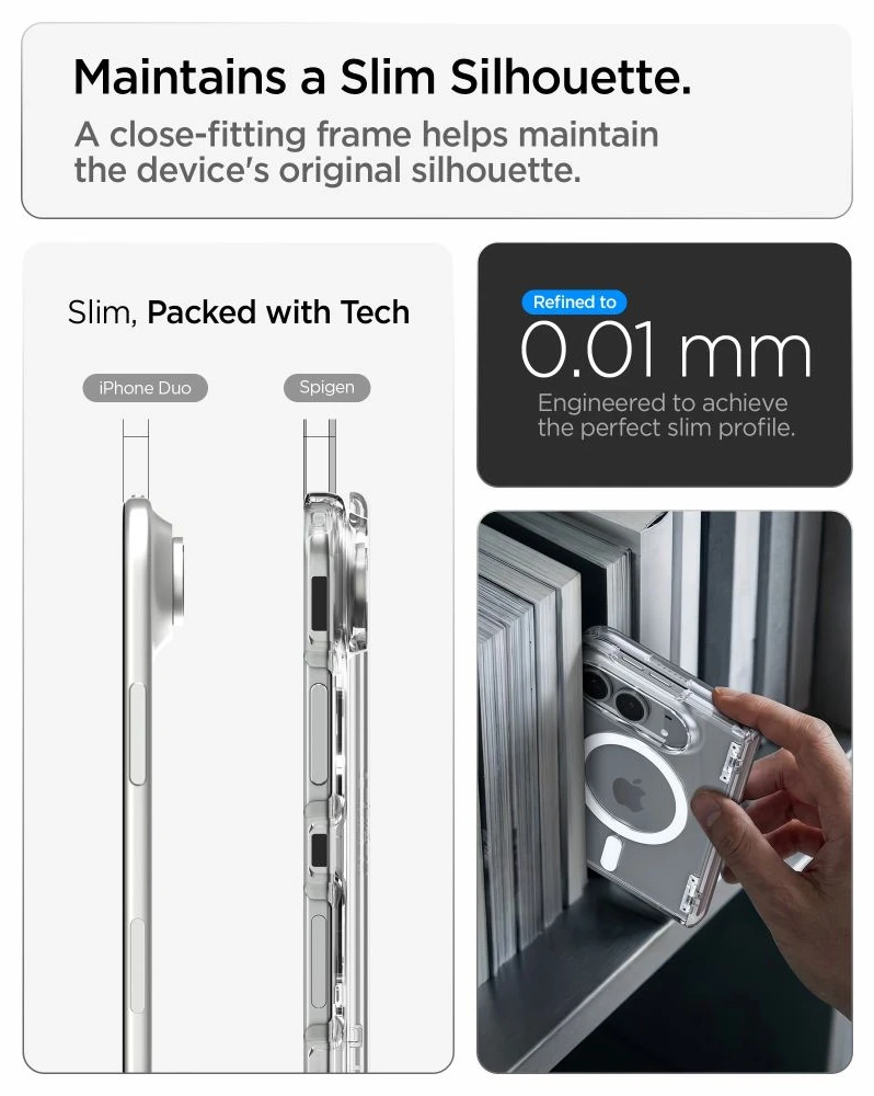 Spigen ULTRA HYBRID PRO MagSafe iPhone DĖKLAS SKAIDRUS/Baltas