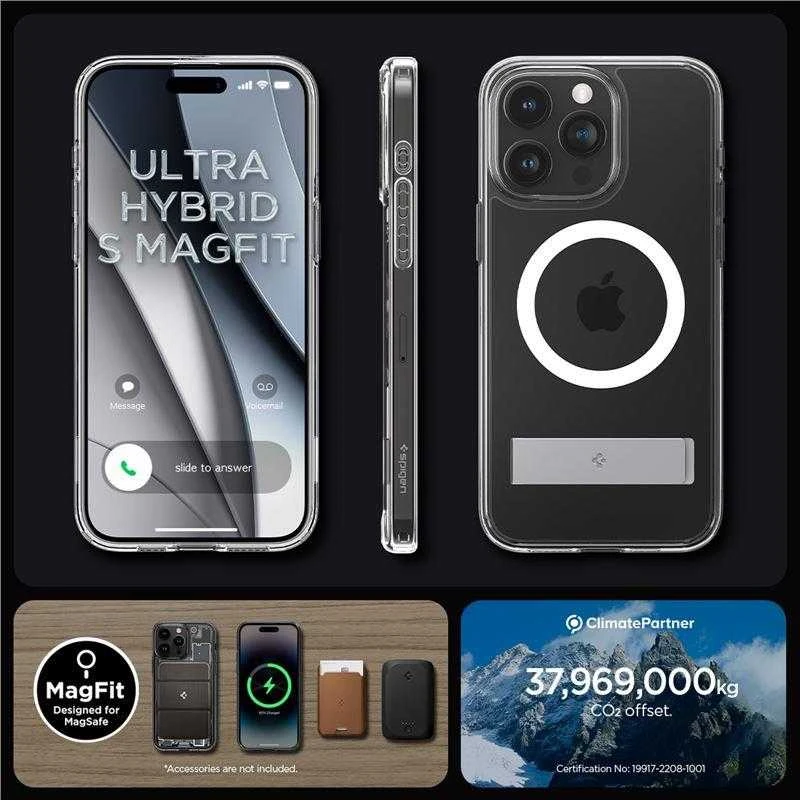 Spigen Ultra Hybrid S (MagFit) dėklas skirtas Apple iPhone 15 Pro, spalva - Crystal Clear