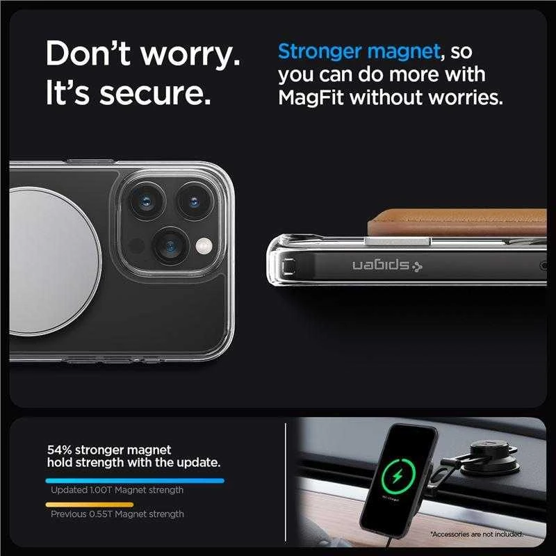 Spigen Ultra Hybrid S (MagFit) dėklas skirtas Apple iPhone 15 Pro, spalva - Crystal Clear