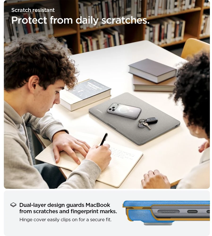 SPIGEN URBAN FIT MACBOOK AIR 13 M2-M5 2023-2026 DĖKLAS HEATHER Pilkas