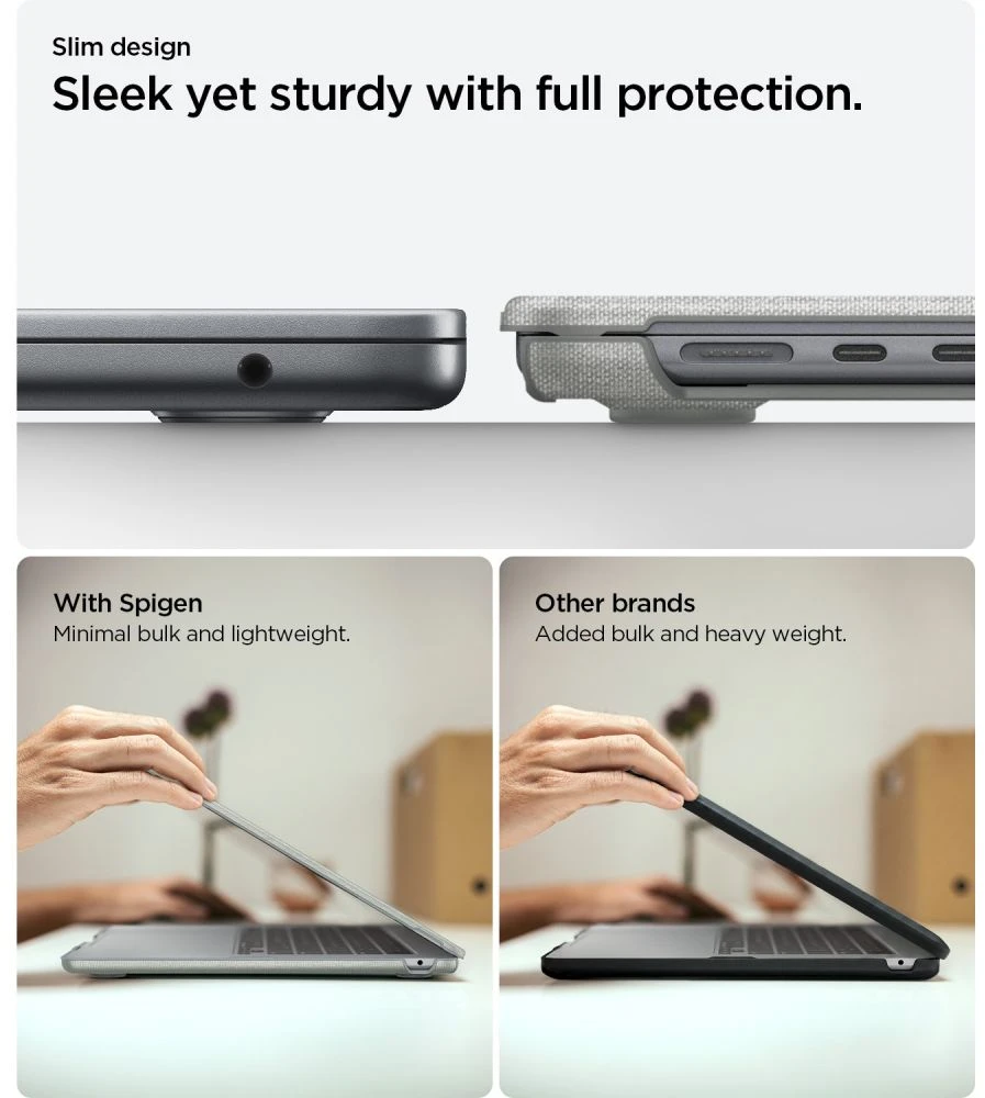 SPIGEN URBAN FIT MACBOOK AIR 13 M2-M5 2023-2026 DĖKLAS HEATHER Pilkas