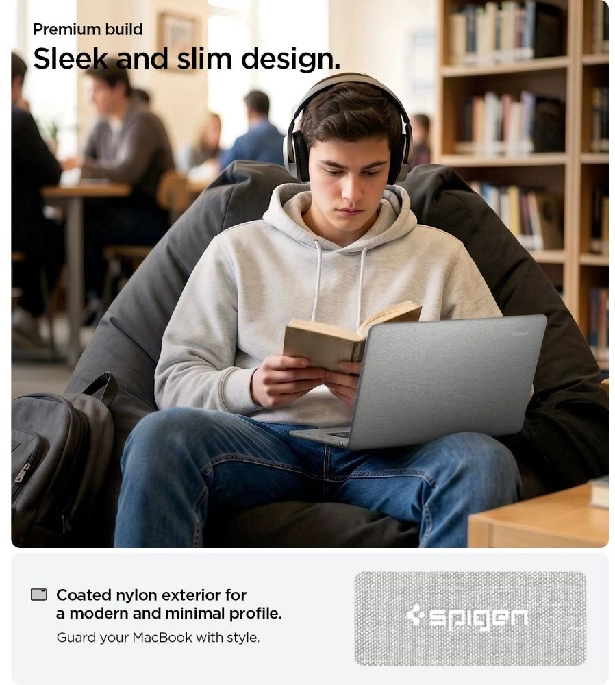 SPIGEN URBAN FIT MACBOOK AIR 13 M2-M5 2023-2026 DĖKLAS HEATHER Pilkas