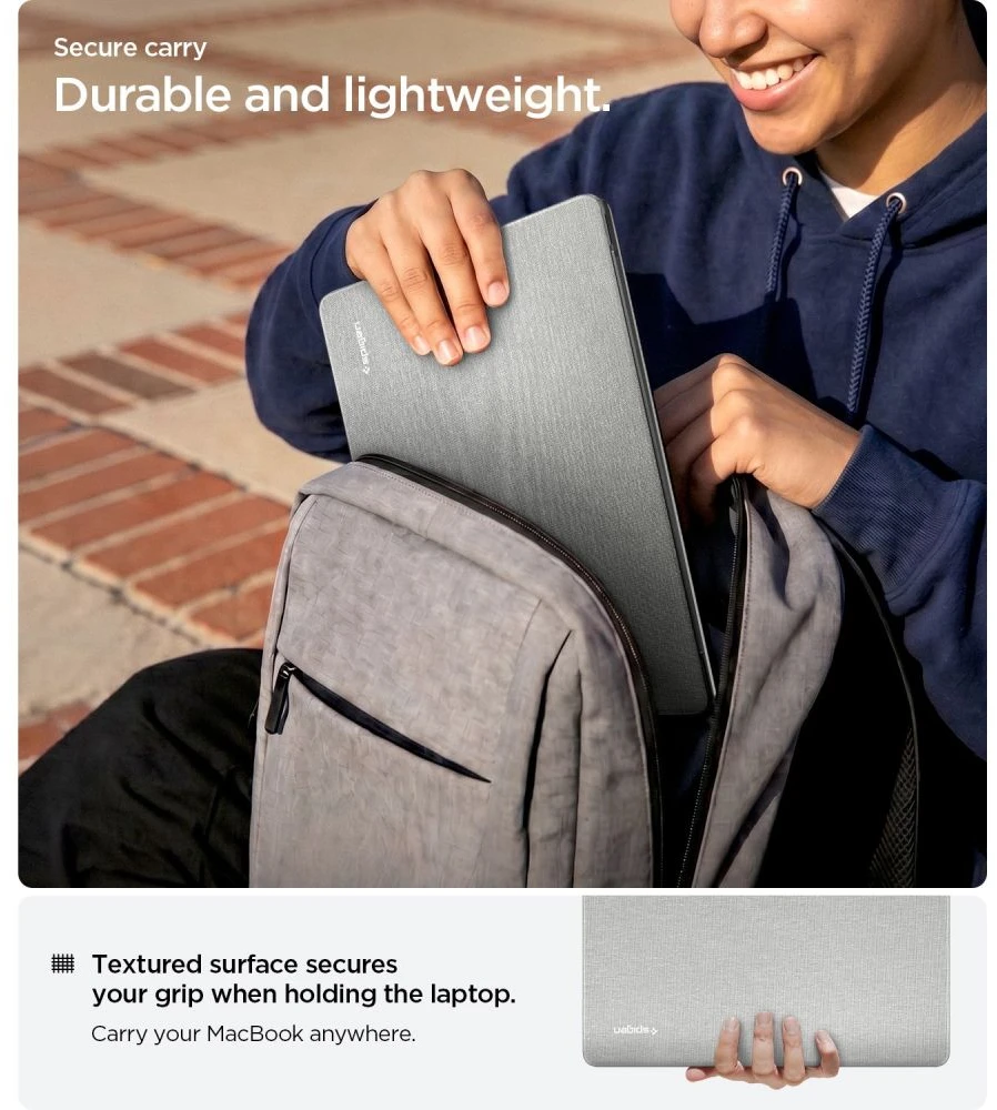 SPIGEN URBAN FIT MACBOOK AIR 13 M2-M5 2023-2026 DĖKLAS HEATHER Pilkas