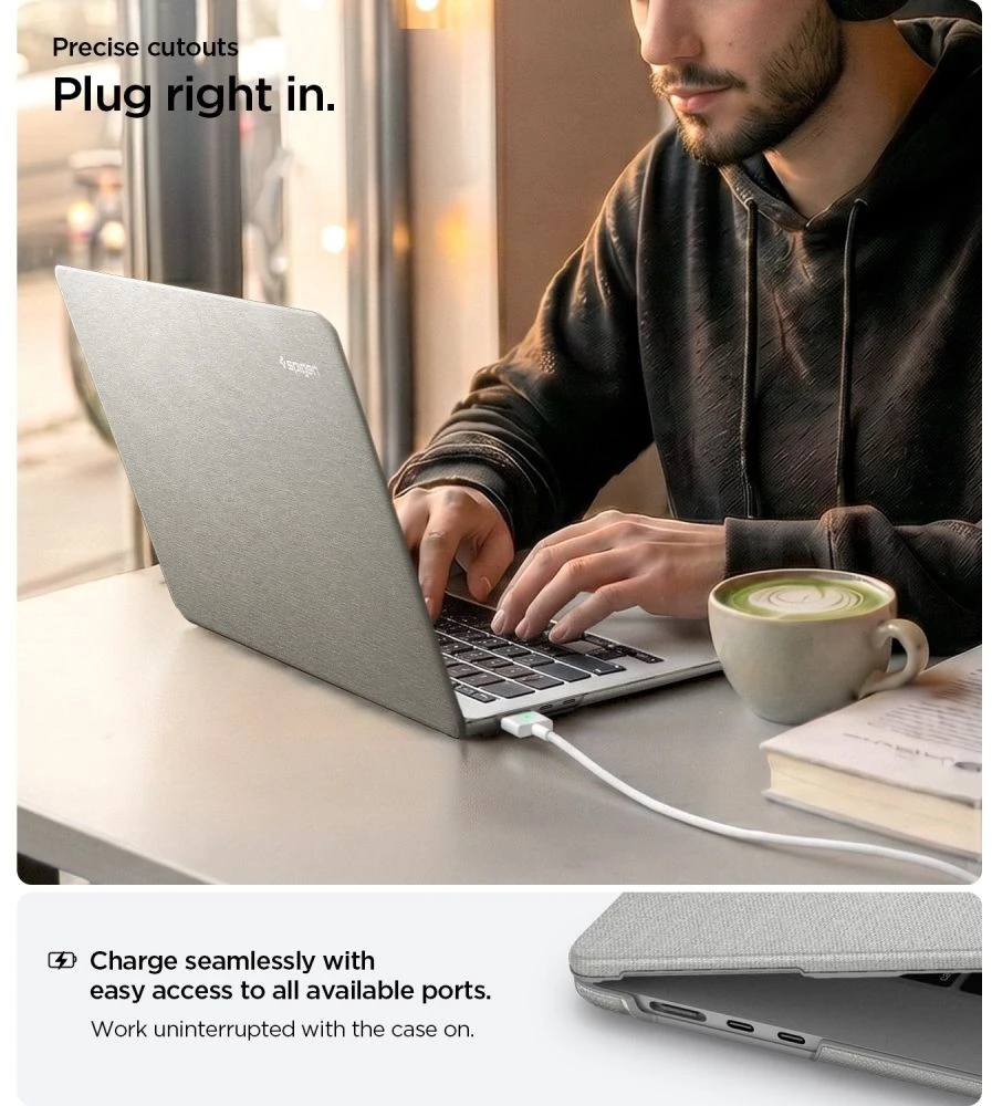 SPIGEN URBAN FIT MACBOOK AIR 13 M2-M5 2023-2026 DĖKLAS HEATHER Pilkas