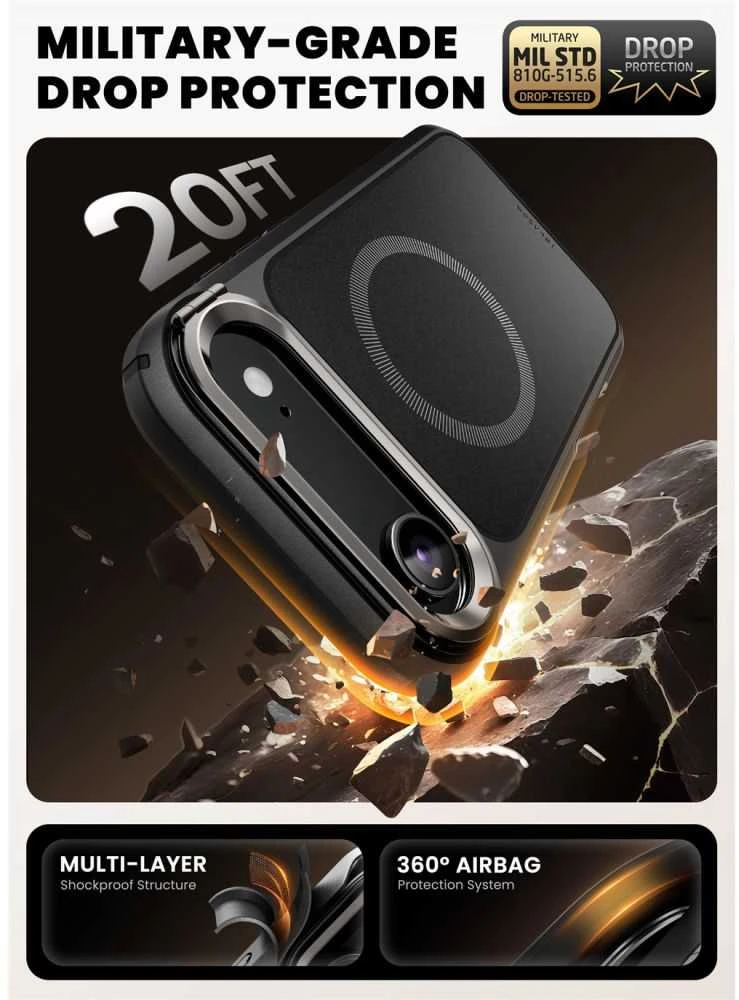 Supcase IBLSN Ares Flip Mag MagSafe dėklas skirtas Apple iPhone 17 Air – juodos spalvos