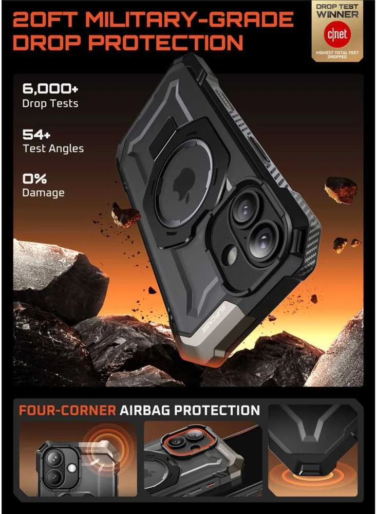 Supcase UB Grip Mag MagSafe dėklas skirtas Apple iPhone 17 – juodos spalvos