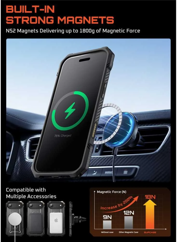 Supcase UB Grip Mag MagSafe dėklas skirtas Apple iPhone 17 Air – juodos spalvos