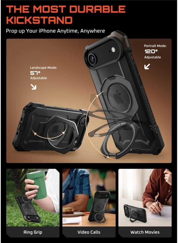 Supcase UB Grip Mag MagSafe dėklas skirtas Apple iPhone 17 Air – juodos spalvos