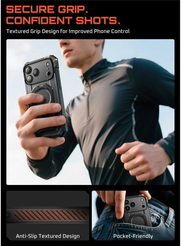 Supcase UB Grip Mag MagSafe dėklas skirtas Apple iPhone 17 Pro Max – juodos spalvos