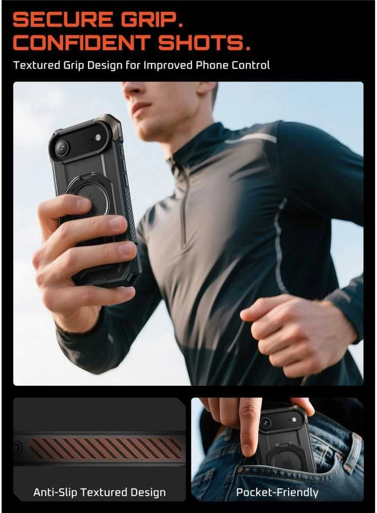 Supcase UB Grip Mag MagSafe dėklas skirtas Apple iPhone 17 Air – juodos spalvos