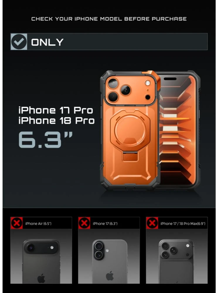 Dėklas SupCase UB GRIP MAG MagSafe iPhone 17 Pro / 18 Pro KORALINIS