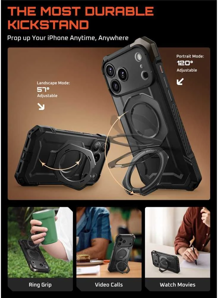 Supcase UB Grip Mag MagSafe dėklas skirtas Apple iPhone 17 Pro Max – juodos spalvos