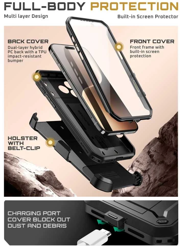 Supcase UB Pro dėklas skirtas Apple iPhone 17 Pro Max – juodos spalvos