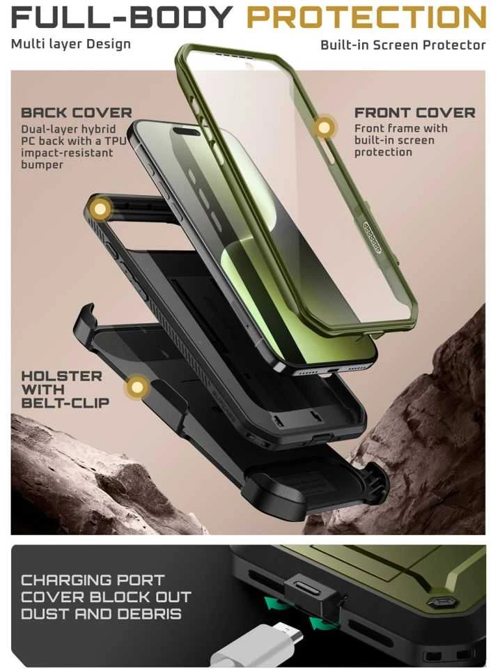 Supcase UB Pro dėklas skirtas Apple iPhone 17 Air – žalios spalvos