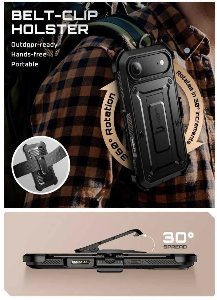 Supcase UB Pro dėklas skirtas Apple iPhone 17 Air – juodos spalvos