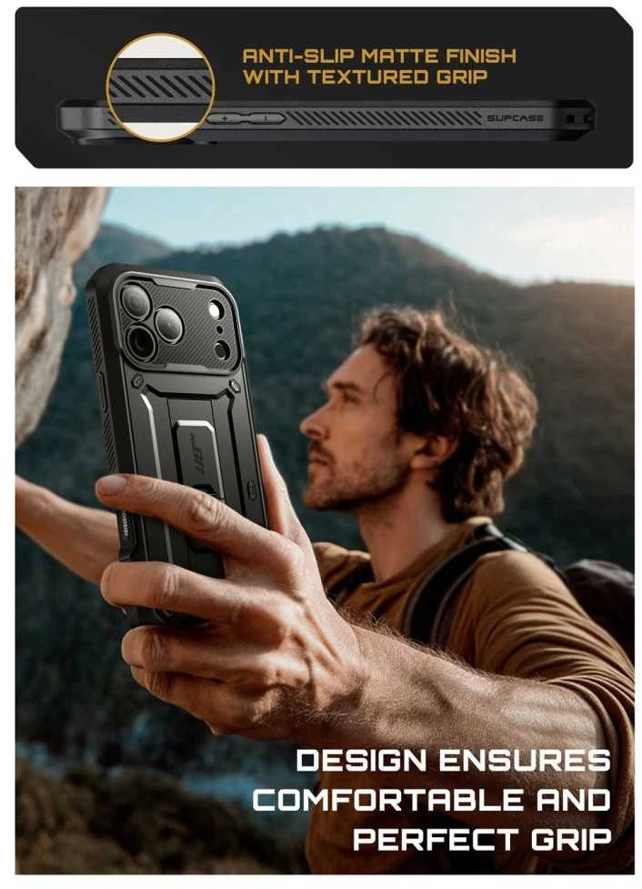 Supcase UB Pro dėklas skirtas Apple iPhone 17 Pro Max – juodos spalvos