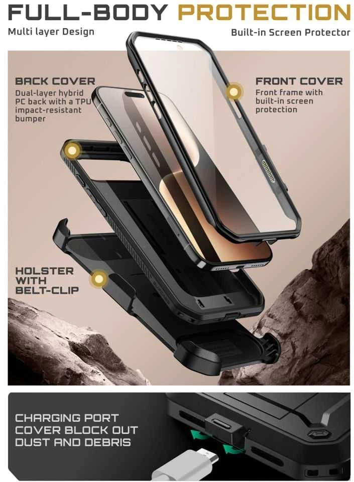 Supcase UB Pro dėklas skirtas Apple iPhone 17 Air – juodos spalvos
