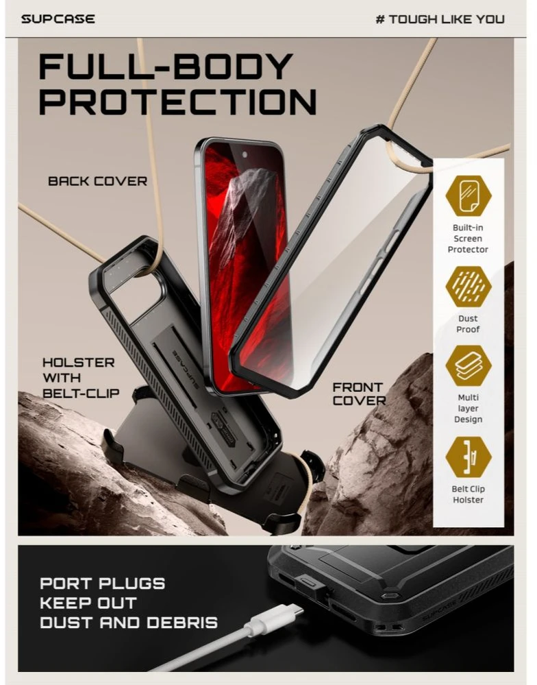 Dėklas SupCase UNICORN BEETLE Pro GOOGLE PIXEL 11 Pro Juodas