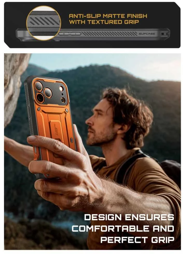 „Supcase Unicorn Beetle Pro“ dėklas, skirtas „iPhone 17 Pro Max“ – oranžinis