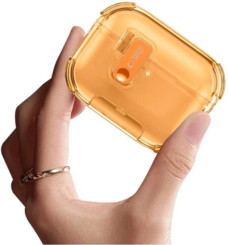 Dėklas „Tech-Protect Bounce Pro“ ausinės, skirtos „Apple AirPods Pro 3“, kosminės oranžinės spalvos
