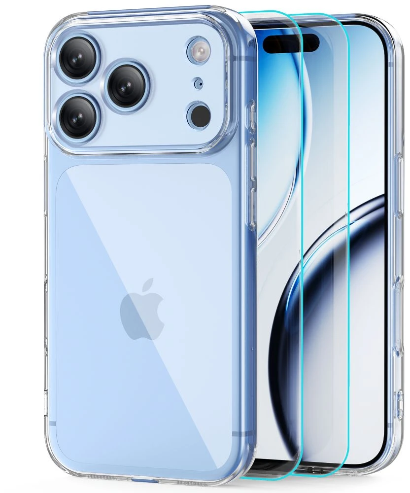 Tech-Protect FlexAir dėklas + Tech-Protect Glass Fit+ 2 vnt. grūdintas stiklas, skirtas iPhone 18 Pro / 17 Pro – skaidrus