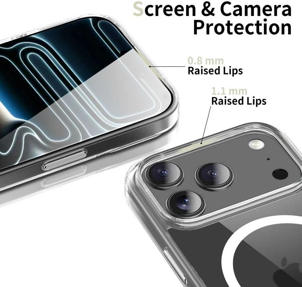 „Tech-Protect Flexair Hybrid CC MagSafe“ dėklas, skirtas „iPhone 17 Pro“ – skaidrus