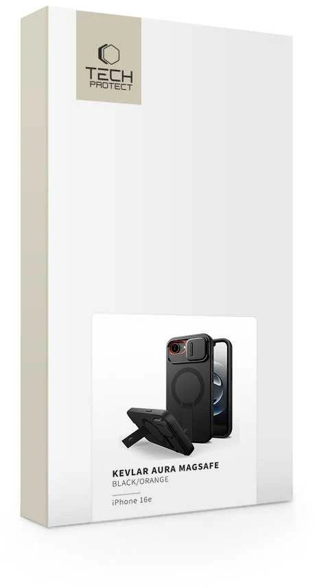 Tech-Protect Kevlar Aura MagSafe dėklas skirtas Apple iPhone 16e – juodos spalvos
