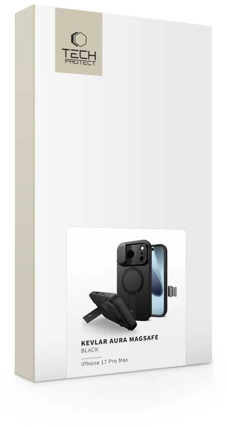 Tech-Protect Kevlar Aura MagSafe dėklas skirtas Apple iPhone 17 Pro Max – juodos spalvos