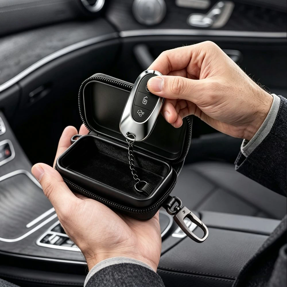 Tech-Protect KLR300 FARADĖJAUS NARVELIS DĖKLAS KEYLESS RFID SIGNALO BLOKAVIMO DĖŽUTĖ CARBON