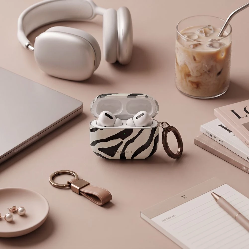 Tech-Protect Lamano dėklas AirPods 4 / 5 - juodas ir smėlio spalvos