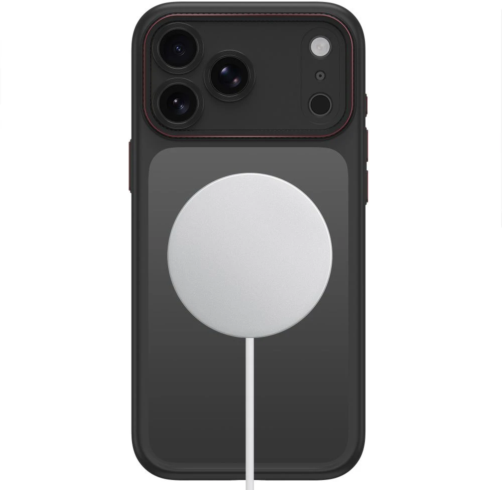 Tech-Protect MagCam MagSafe dėklas iPhone 18 Pro / 17 Pro - matinis juodas ir raudonas