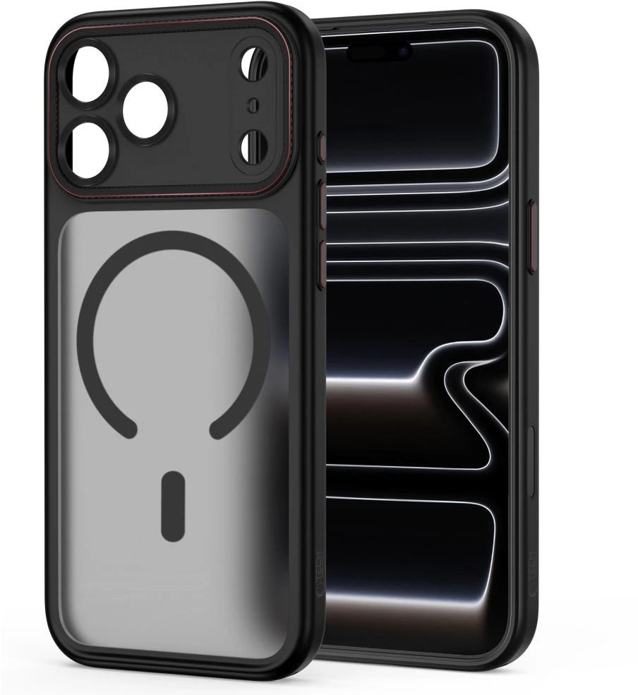 Tech-Protect MagCam MagSafe dėklas iPhone 18 Pro Max / 17 Pro Max - matinis juodas ir raudonas