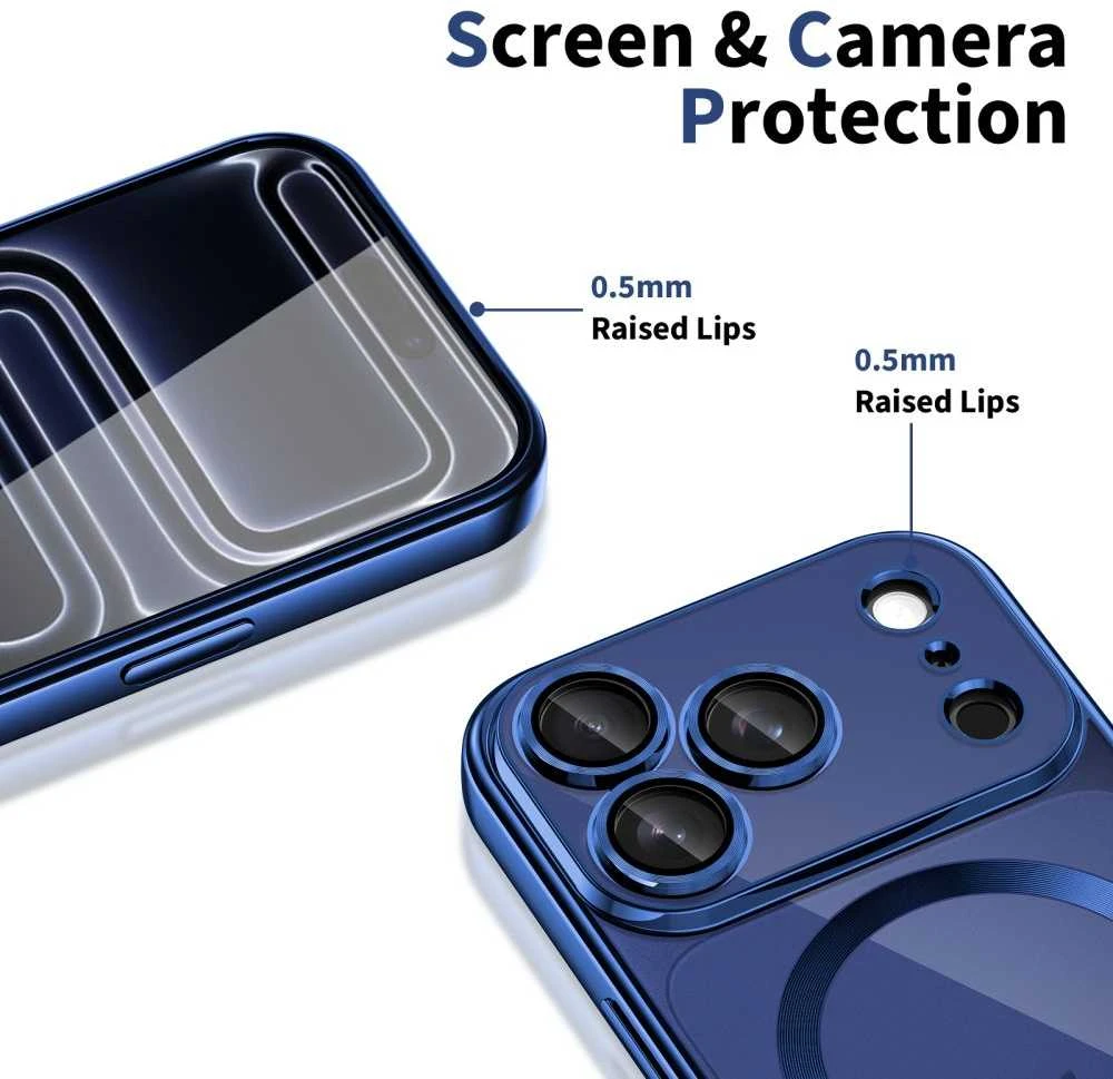 „Tech-Protect MagFlex MagSafe“ dėklas, skirtas „iPhone 17 Pro Max“ – skaidrus tamsiai mėlynas Mėlyna