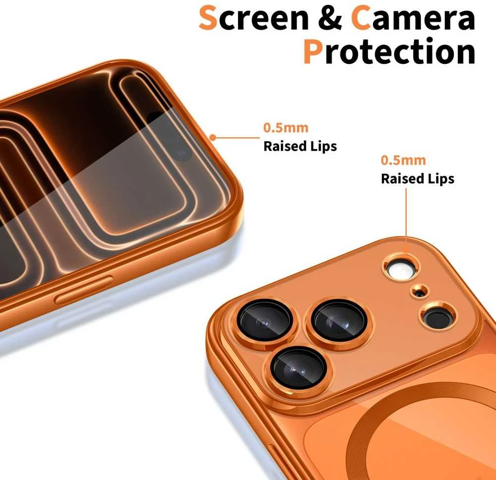 „Tech-Protect MagFlex MagSafe“ dėklas, skirtas „iPhone 17 Pro“ – permatomas oranžinis