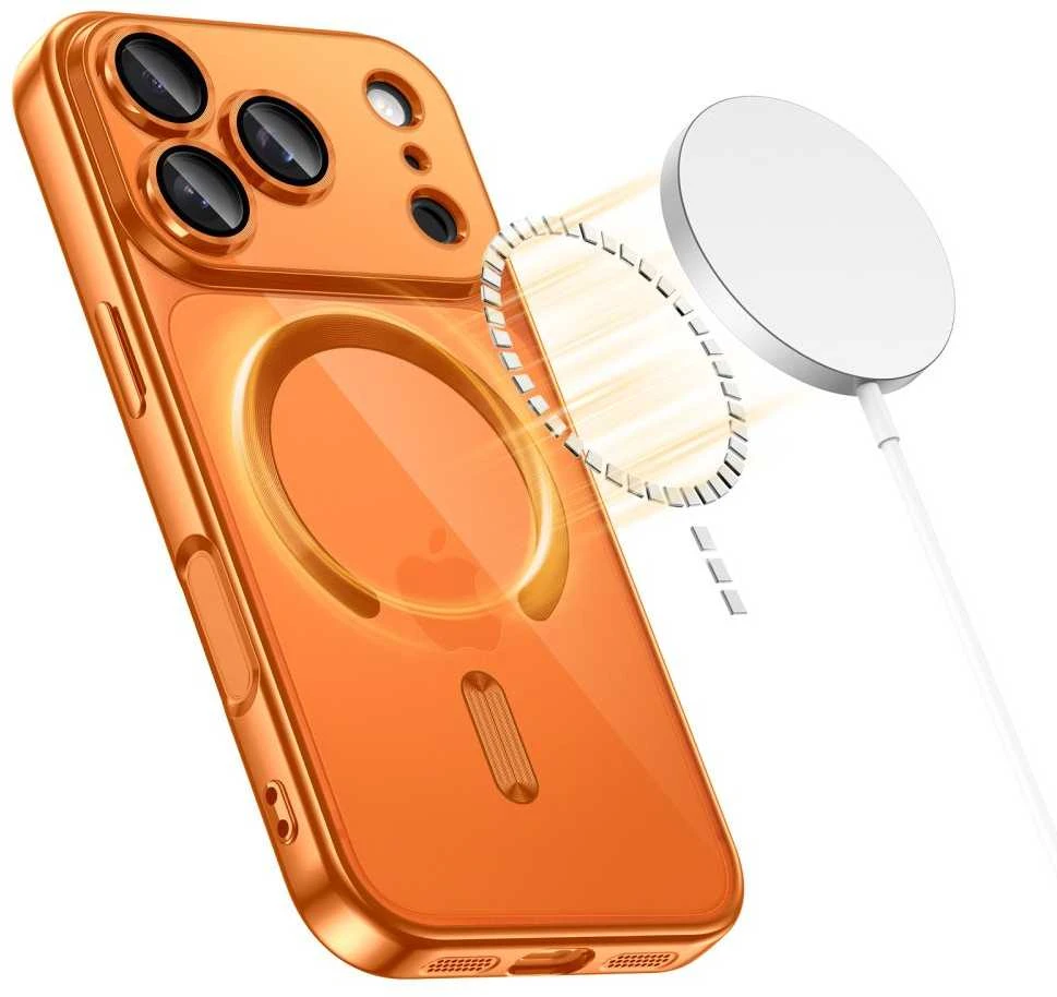 „Tech-Protect MagFlex MagSafe“ dėklas, skirtas „iPhone 17 Pro“ – permatomas oranžinis