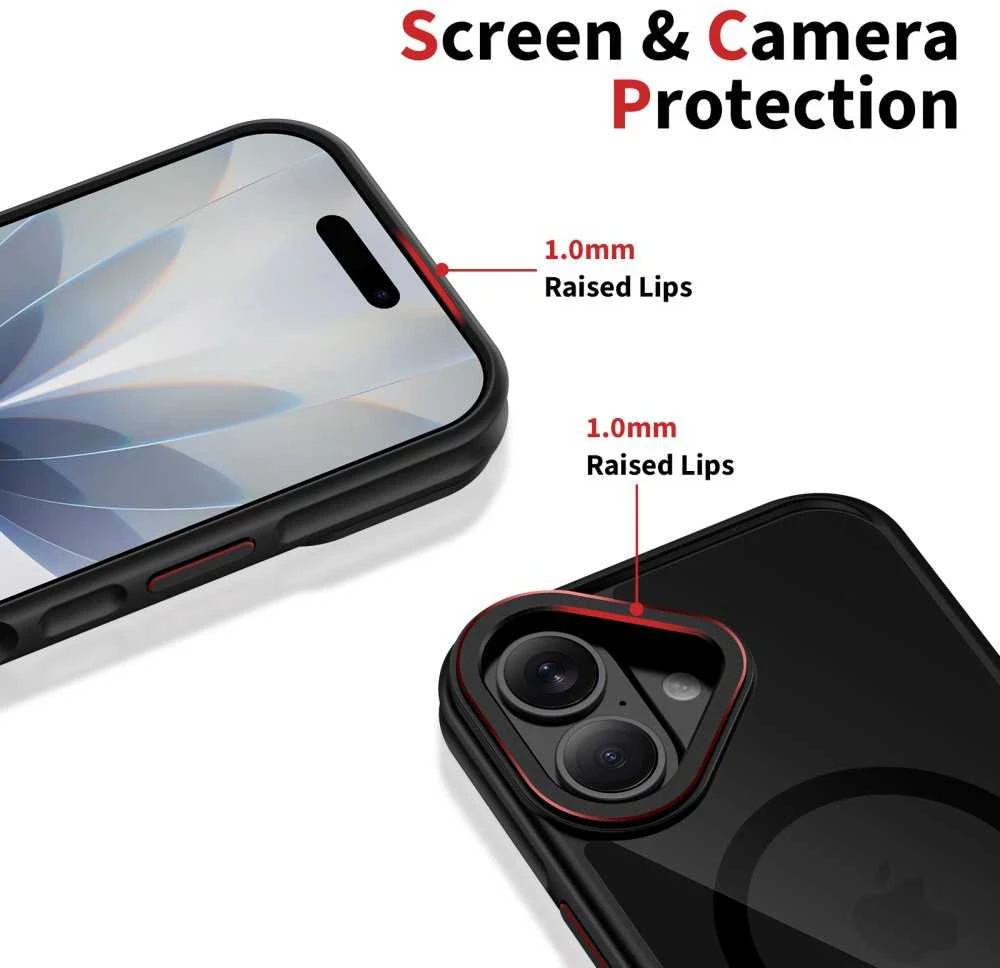 „Tech-Protect MagHybrid MagSafe“ dėklas, skirtas „iPhone 17“ – Juodas ir Raudona