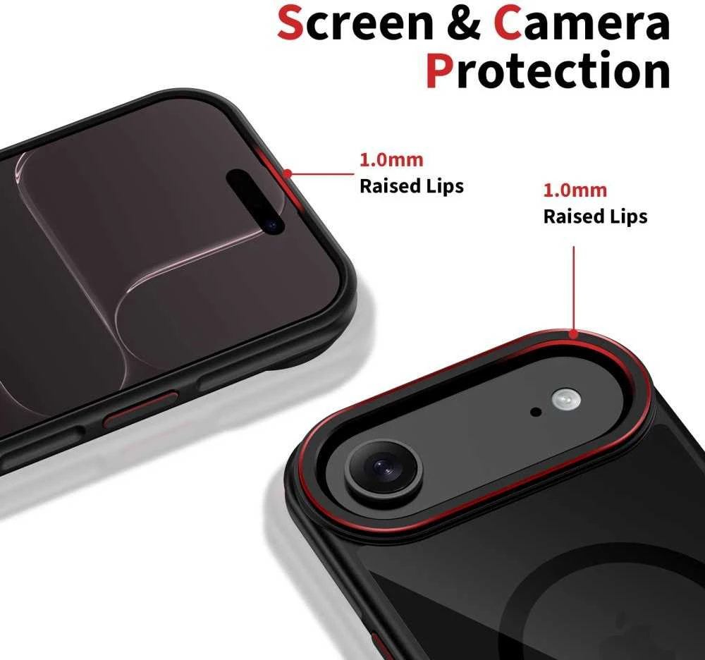 „Tech-Protect MagHybrid MagSafe“ dėklas, skirtas „iPhone Air“ – Juodas ir Raudona