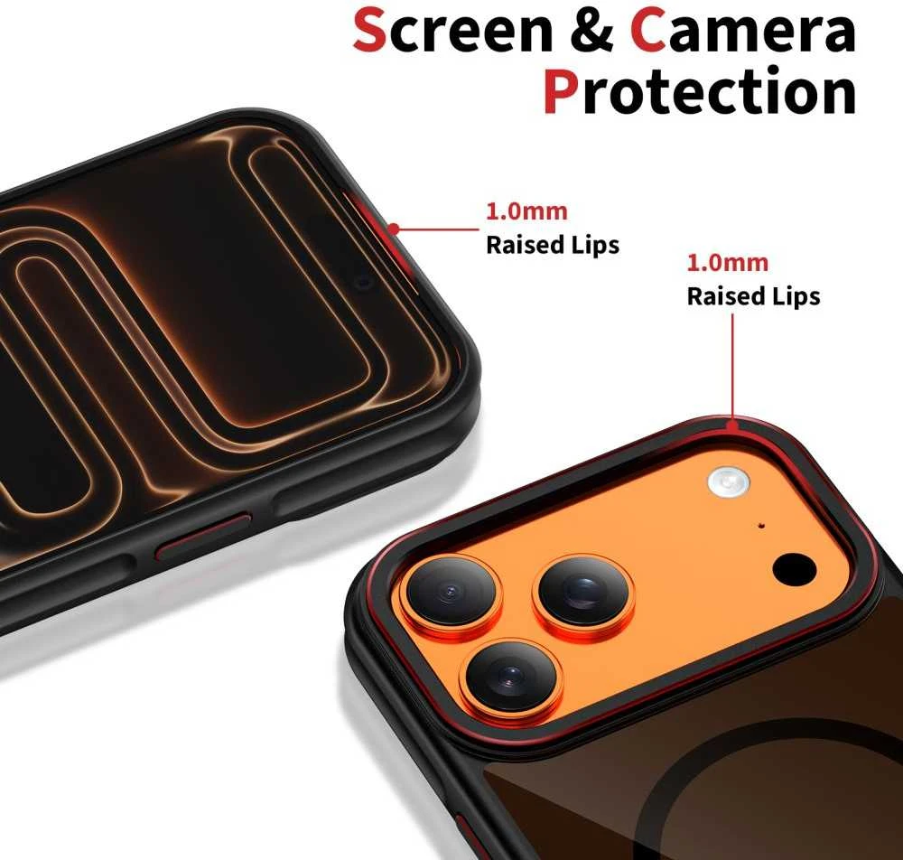 „Tech-Protect MagHybrid MagSafe“ dėklas, skirtas „iPhone 17 Pro Max“ – Juodas ir Raudona